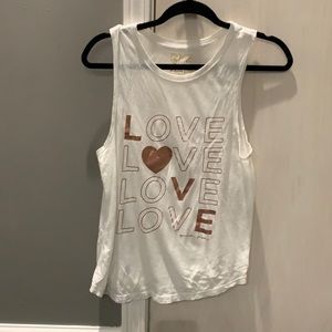 Spiritual Gangster White Tank w/ Gold writing LOVE